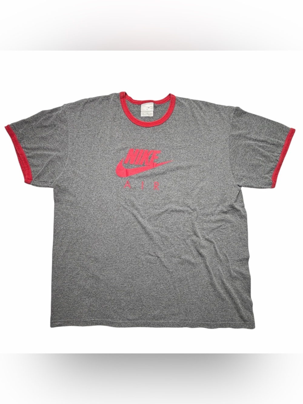 Vintage Nike Ringer T-Shirt Mens XL Gray Red Embroidered Logo Y2K 90s Silver Tag
